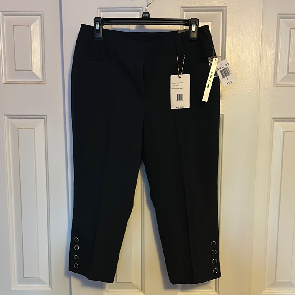 Black Women's Pants with Button Detail